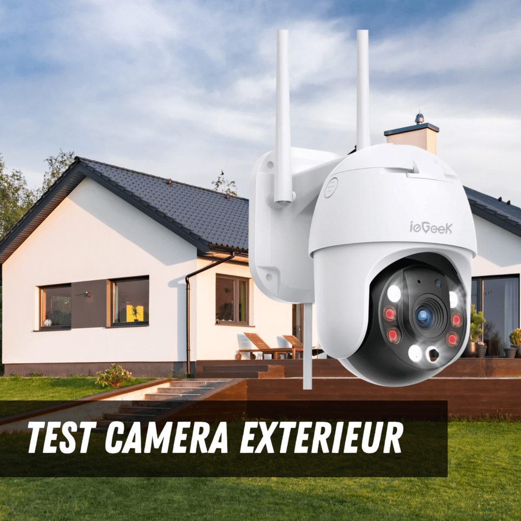 vue d'une camera dans un jardin à l'exterieur d'une maison