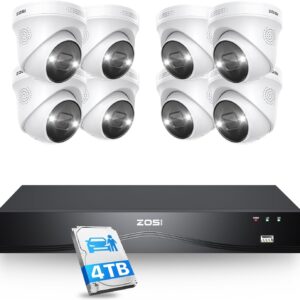 Image montrant tous les composants du kit 8 caméras de surveillance 4K pour magasin.