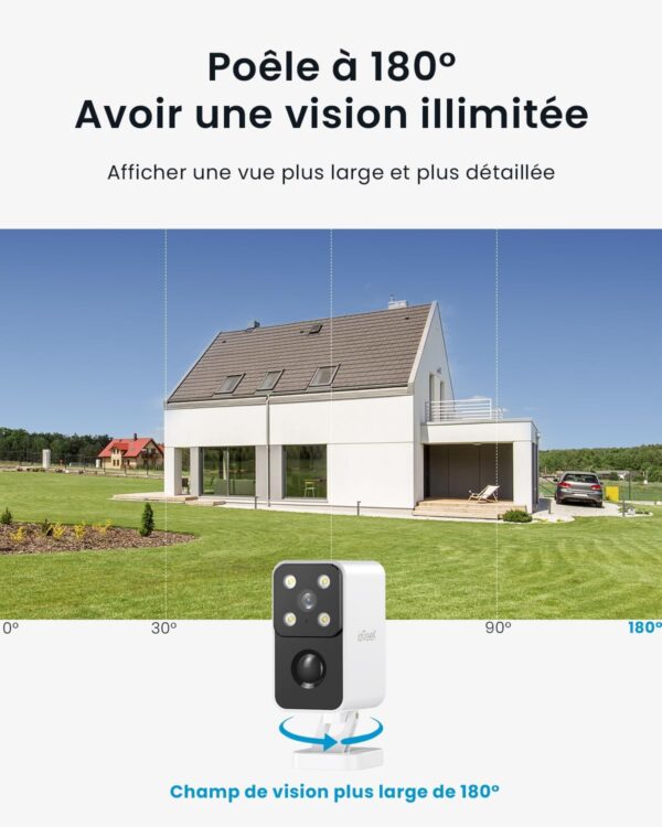 Caméra de Surveillance Extérieure WiFi sans Fil ieGeek 2K - Batterie Intégrée et Rotation à 180° – Image 7