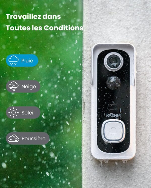 IeGeek Sonnette sans Fil avec Camera 2K Extérieur – Image 2