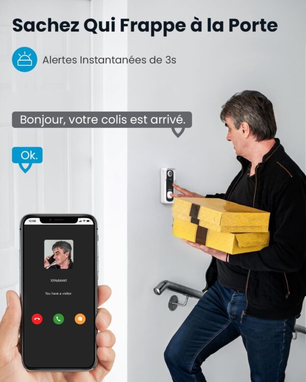 IeGeek Sonnette sans Fil avec Camera 2K Extérieur – Image 9