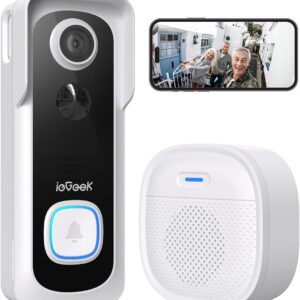 IeGeek Sonnette sans Fil avec Camera 2K Extérieur