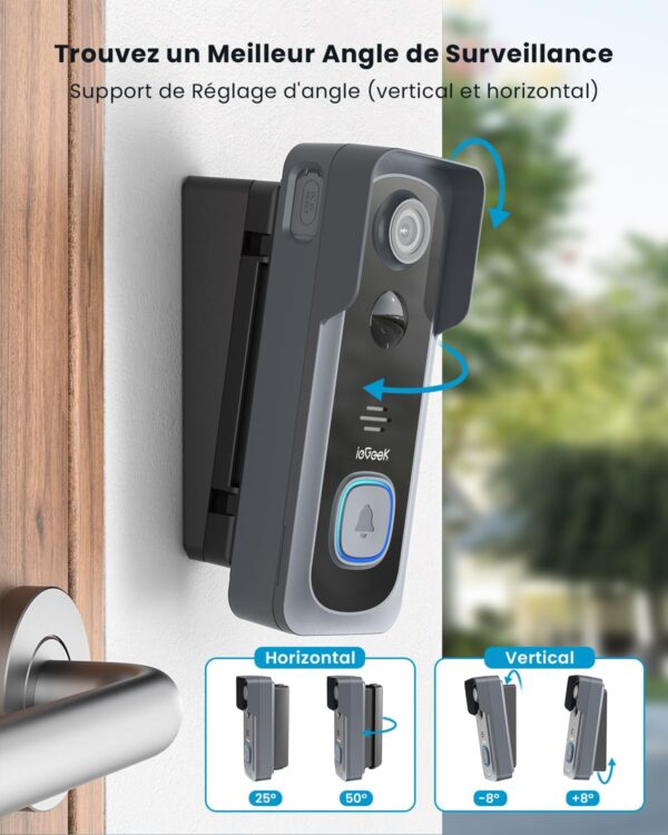 ieGeek 2K Sonnette sans Fil avec Camera Détection De Mouvement – Image 2