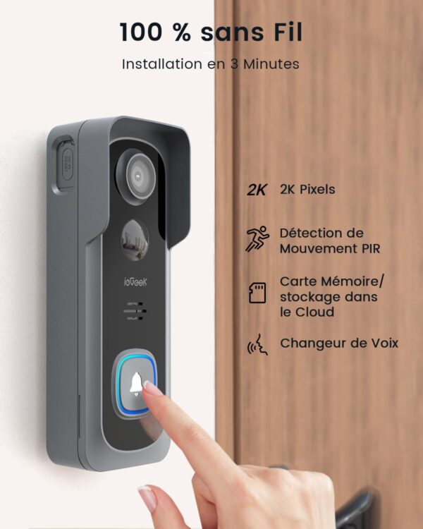 ieGeek 2K Sonnette sans Fil avec Camera Détection De Mouvement – Image 9