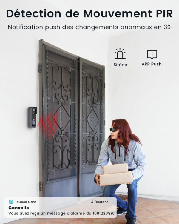 ieGeek 2K Sonnette sans Fil avec Camera Détection De Mouvement – Image 8